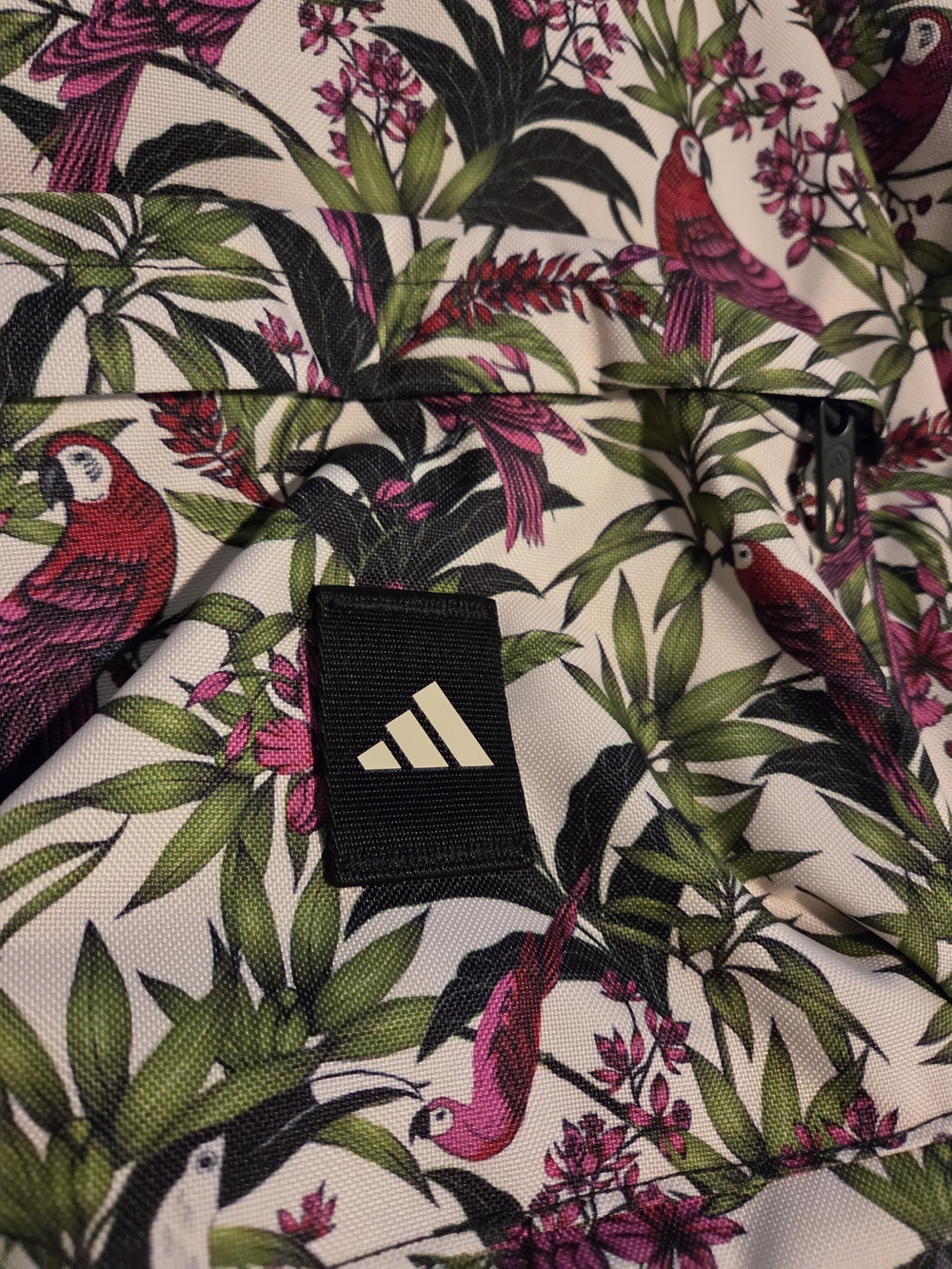 Adidas Floral Tropical Parrot Backpack - Pink & Green on Cream - Picture 6 of 13